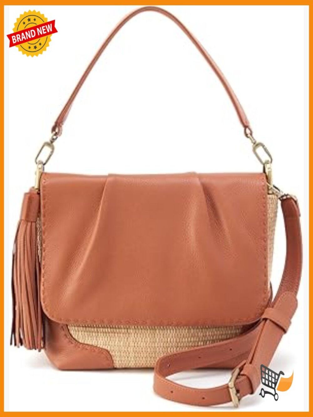 Straw Hobo Convertible Shoulder Crossbody Bag Magnetic Closure - Picture 1 of 3